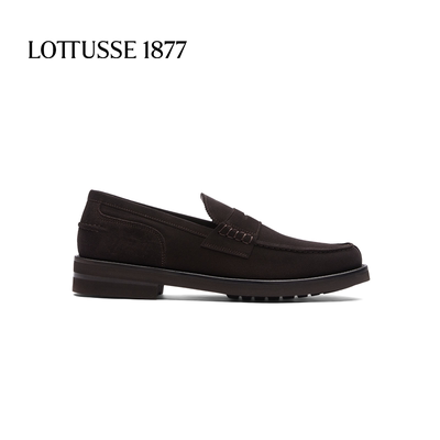 LOTTUSSE/乐途仕手工牛皮休闲乐福鞋绒面质感男鞋
