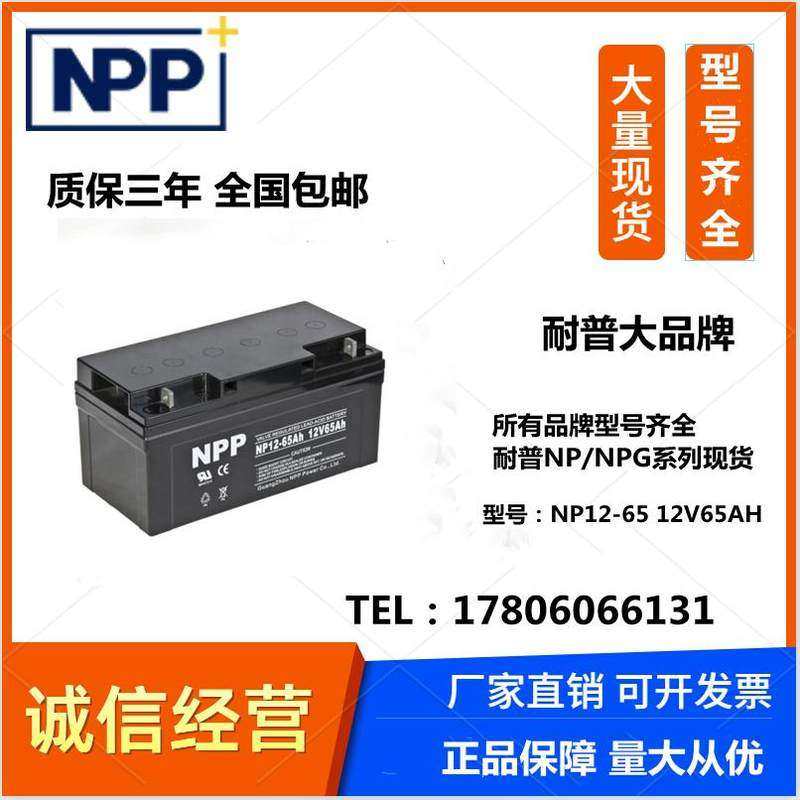 NPP耐普蓄电池NP12-65 12V65AH铅酸免维护UPS电源机房直流屏现货