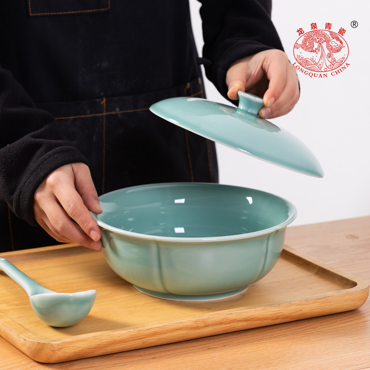 龙泉青瓷大汤碗品锅特大容量图片