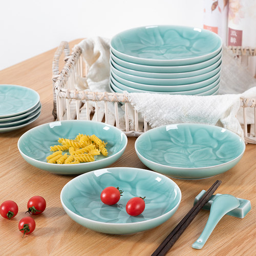 龙泉青瓷餐盘8英寸菜盘子