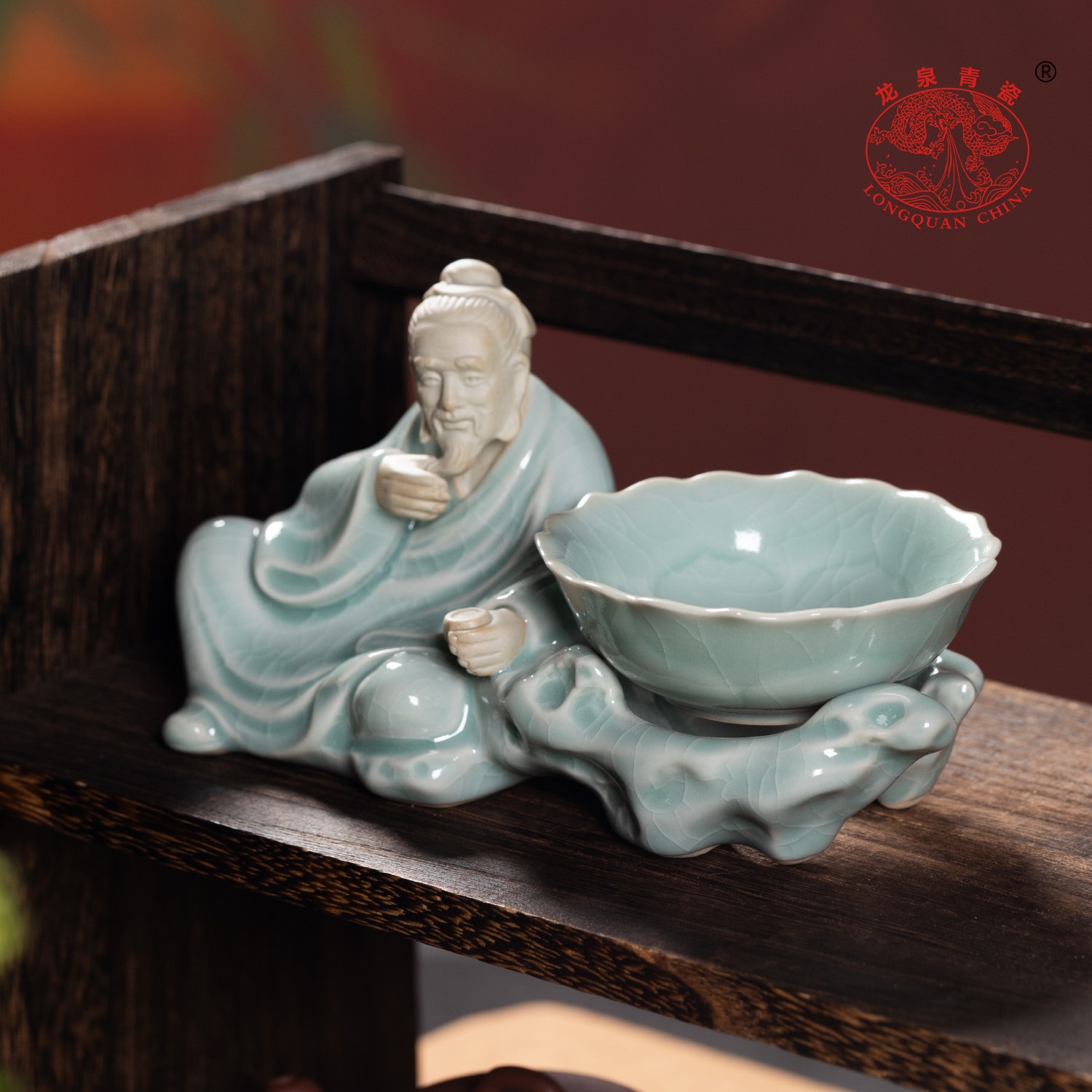 龙泉青瓷全瓷茶漏茶隔茶滤陶瓷功夫茶具汝瓷茶叶过滤器泡茶滤网