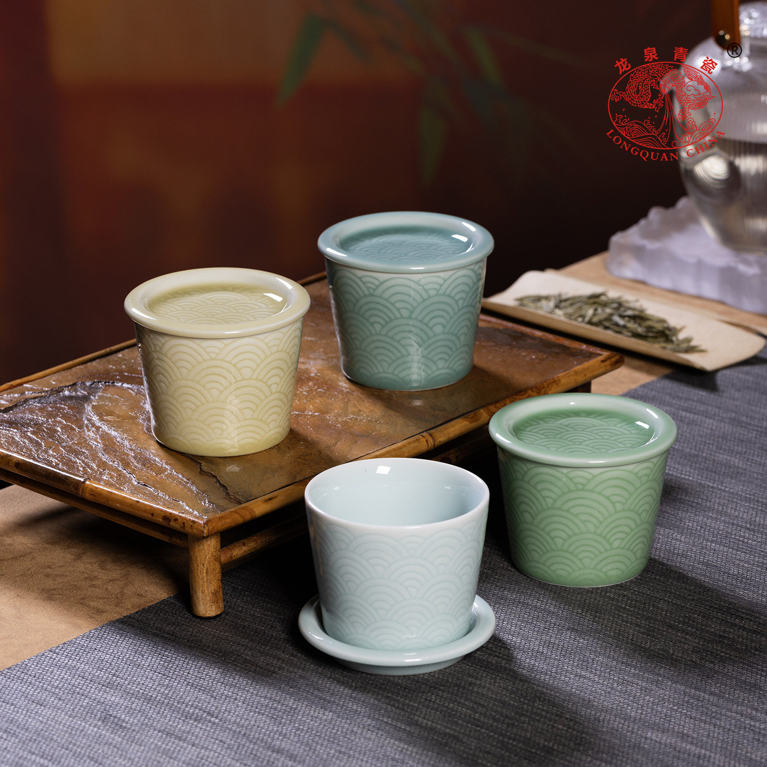 [官方正品]龙泉青瓷海浪纹茶杯图片