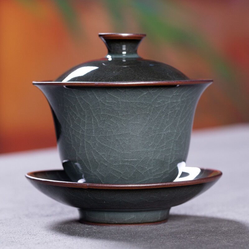 【官方正品】三才盖碗冰裂纹图片