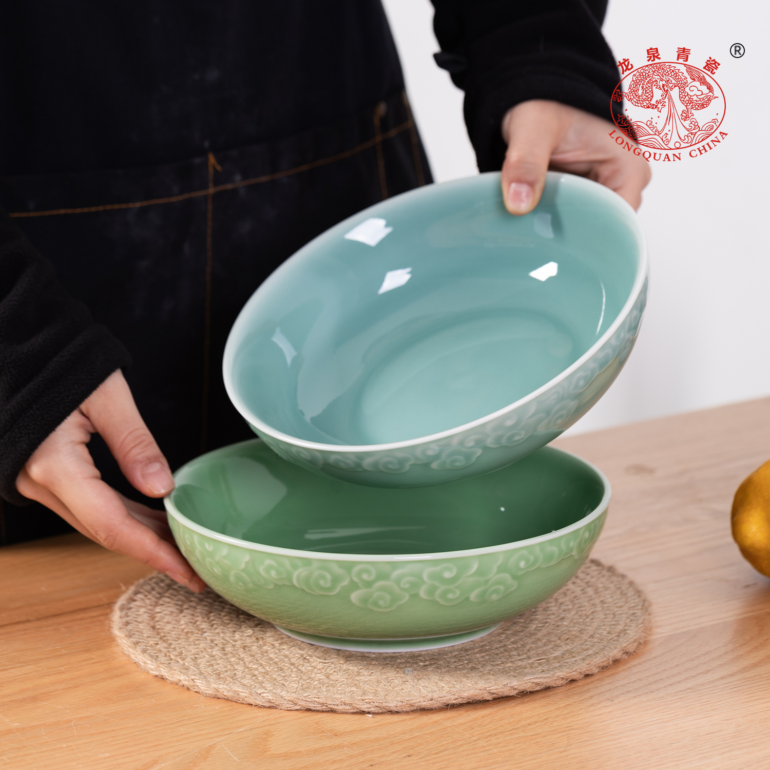 龙泉青瓷深盘菜盘汤盆