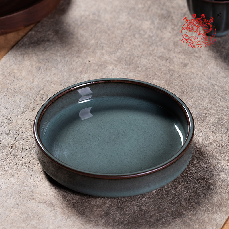 龙泉青瓷果盘水果盘客厅家用零食点心干果盘茶点收纳中式茶道配件