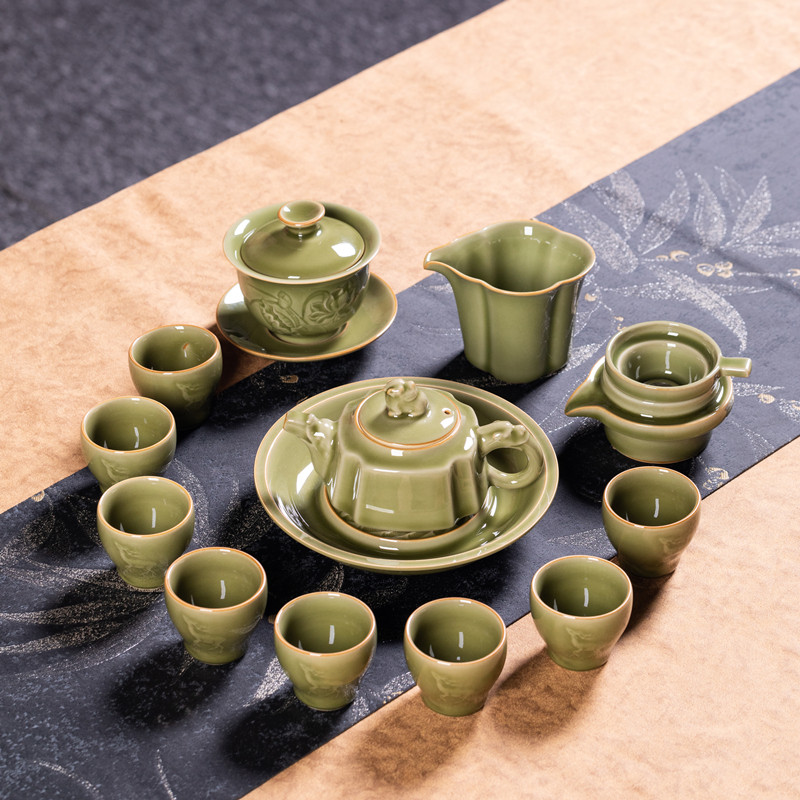 龙泉青瓷整套高档功夫茶具图片