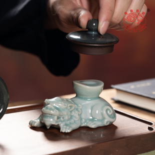 龙泉青瓷盖置创意泡茶壶盖碗盖子零配开片可养汝陶瓷壶盖托茶具垫