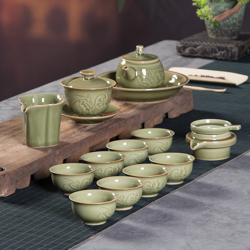 龙泉青瓷功夫茶具套装手工图片
