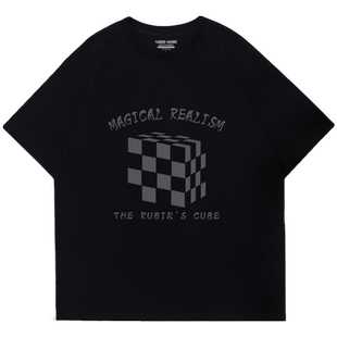 oversize慵懒风黑色潮牌宽松t恤女短袖纯棉ins风减龄欧美风上衣潮