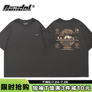 chic港风深灰色短袖 ins风潮原宿风学生百搭纯棉 t恤女夏季 宽松韩版