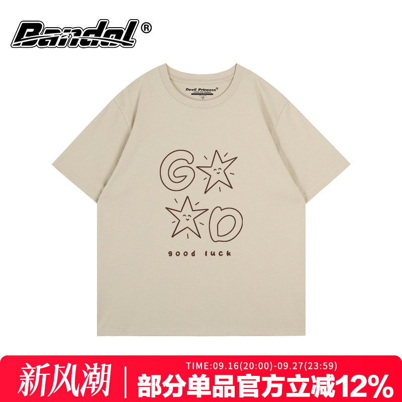 美式卡通字母印花古着感百搭上衣图片