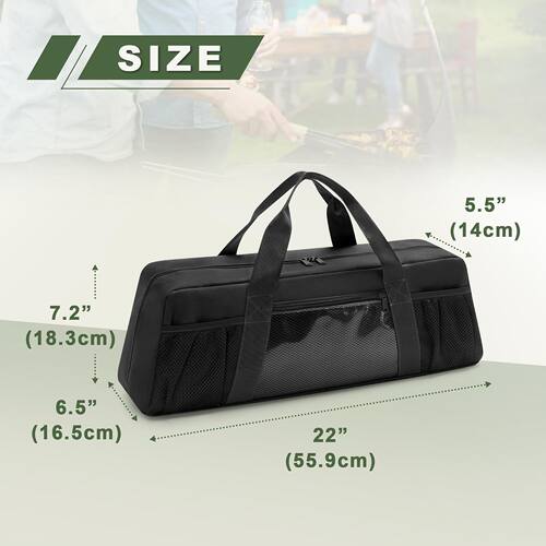 亚马逊 烧烤工具收纳袋,户外烧烤用具支架 大容量烧烤用品工具包