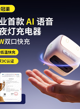 智能AI小夜灯】45W氮化镓充电器快充双type c口充电头适用苹果17插头语音多口ipad笔记本40w桌面三合一pd专用