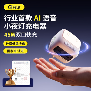 智能AI小夜灯 c口充电头适用苹果17插头语音多口ipad笔记本40w桌面三合一pd专用 45W氮化镓充电器快充双type
