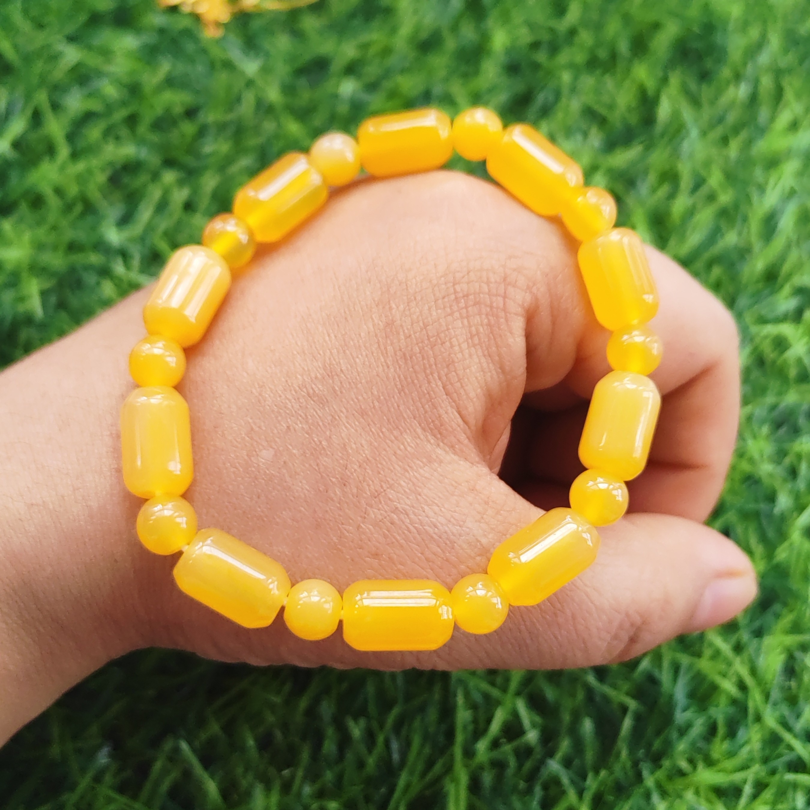 富贵满堂精品纯黄无杂玉石桶珠手串缅黄纯天然玉石官方正品黄龙玉