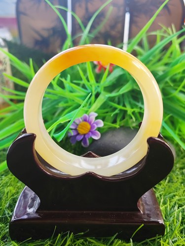 圆满幸福天然玉石镯子53圈正品黄龙玉手镯一口糖0761宽13mm厚7mm