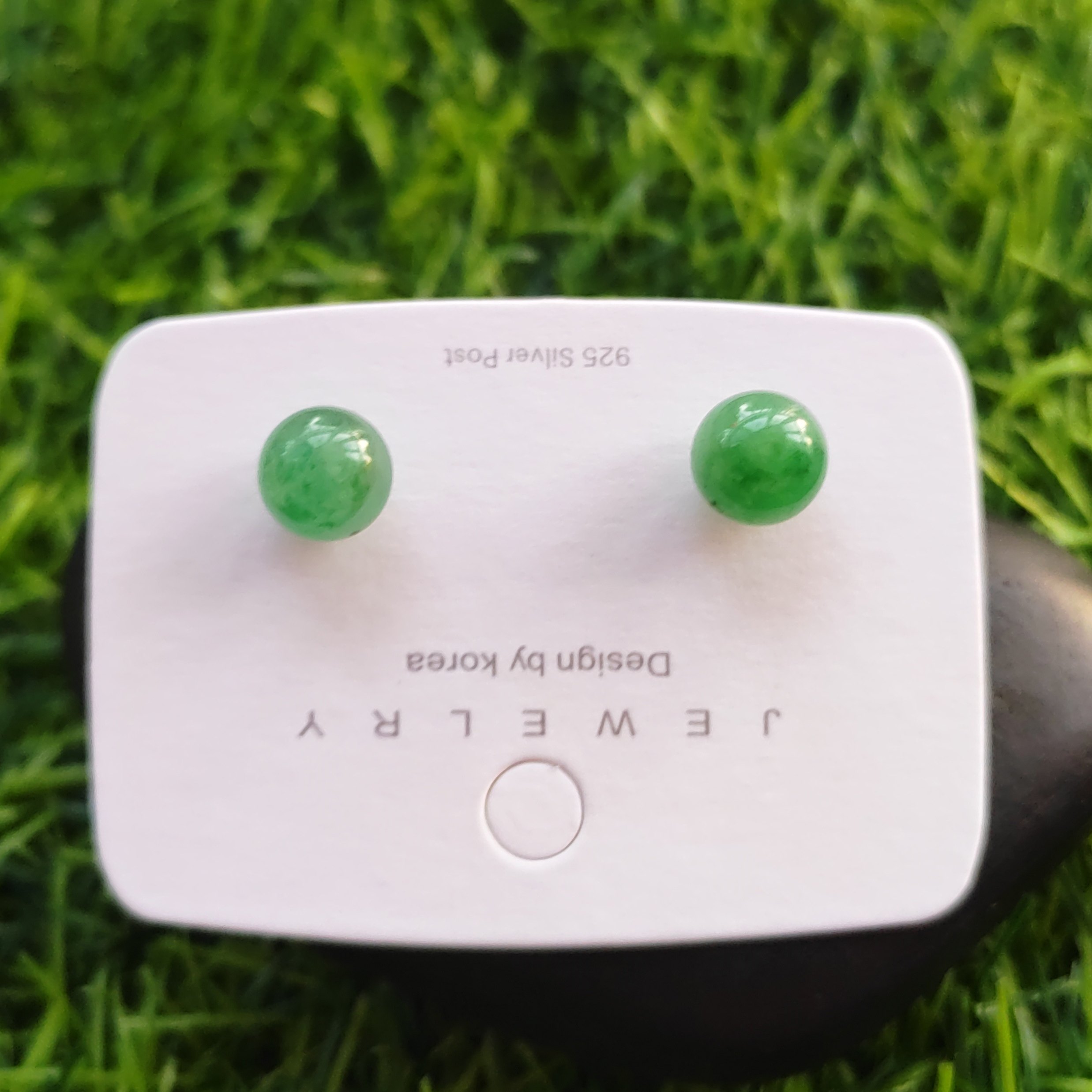 纯天然玉石耳钉耳饰耳环纯银耳钉官方正品非洲翠耳钉8mm