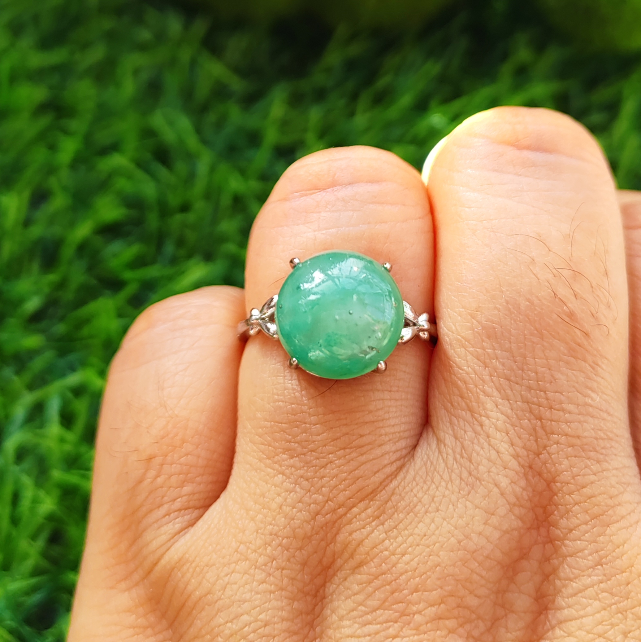 宠粉放漏无纹无裂A级纯天然玉石蛋面戒指活口可调节正品非洲翠3#