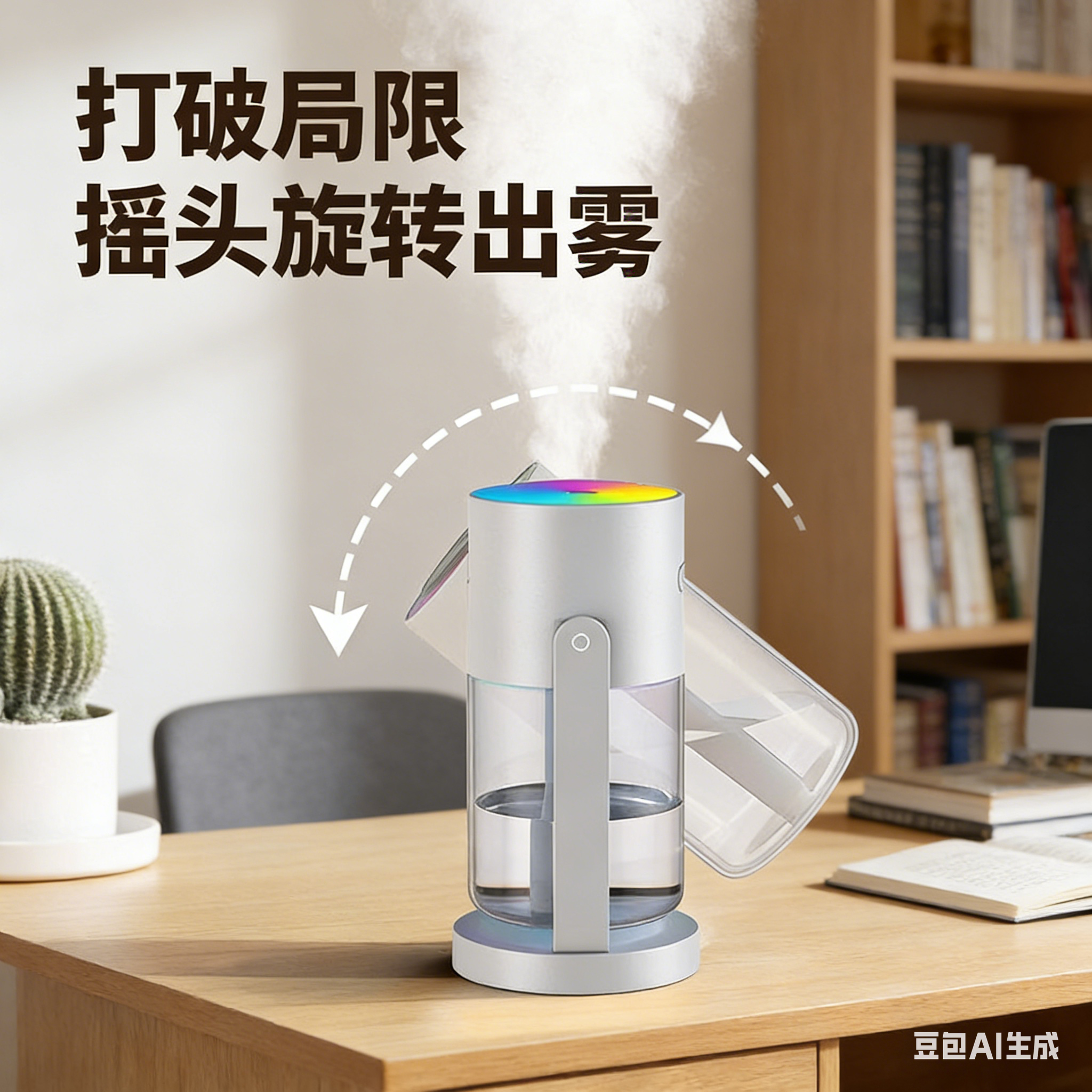 CL31款跑马灯车载加湿器摇头旋转出雾彩虹灯减少浮尘桌面喷雾