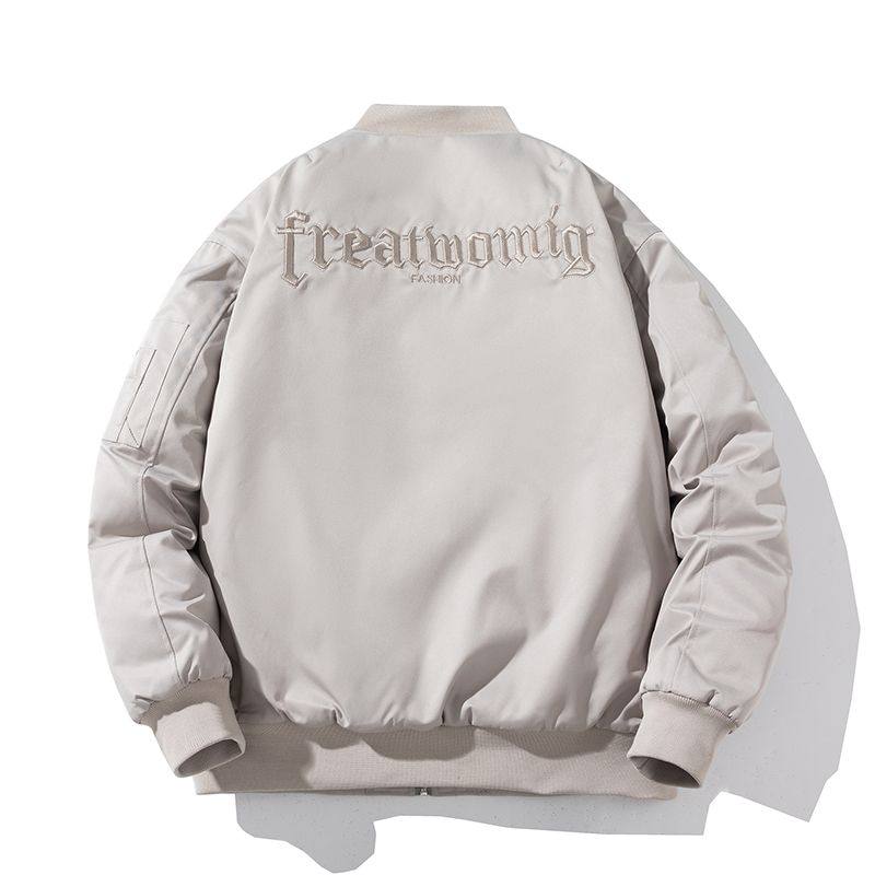 夏秋季新款日系简约情侣棒球服外套潮牌加厚刺绣飞行员夹克男女