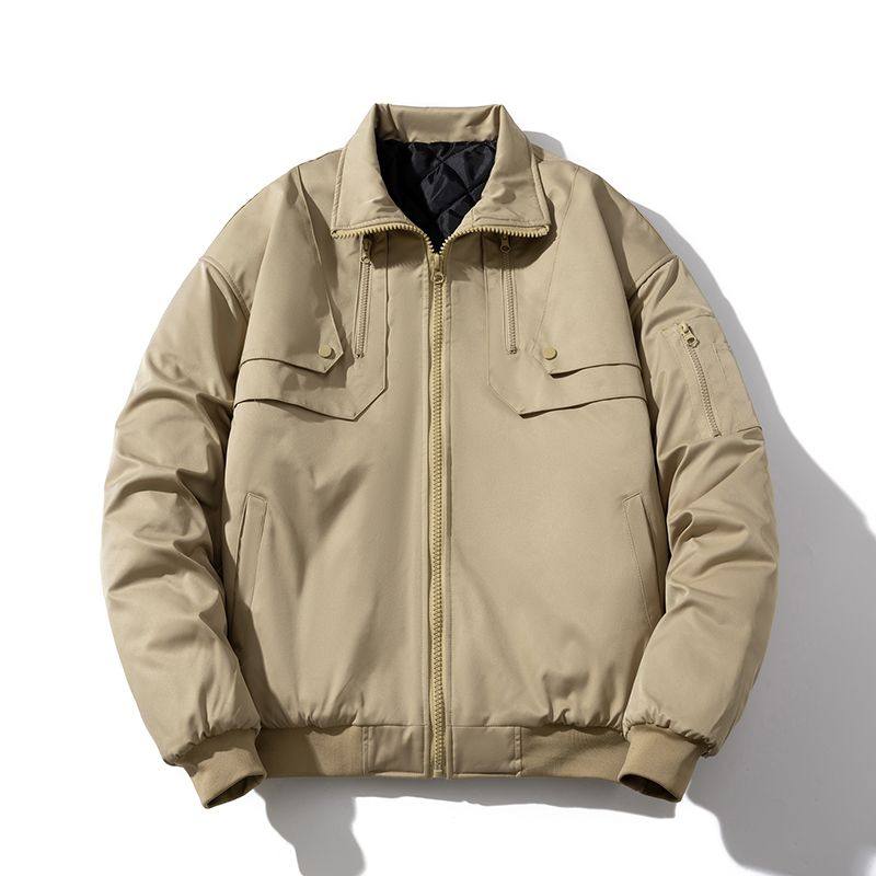夏秋季美式复古飞行员夹克新款欧美工装棒球服加厚棉衣宽松外套