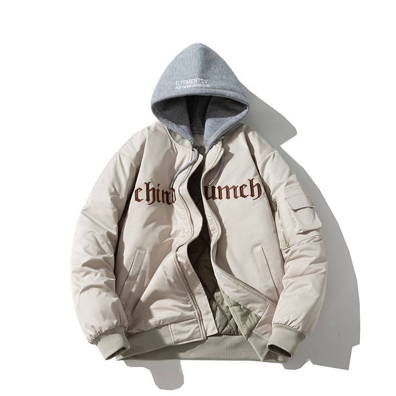 夏秋季潮牌字母刺绣棒球棉服飞行员夹克男女情侣韩版宽松加厚外套
