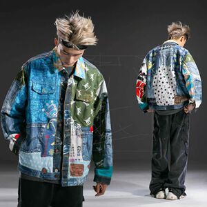 美式复古拼接3D数码印花