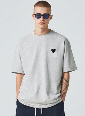 320g重磅短袖t恤明星同款川久男女宽松小众五分袖夏季保玲纯棉