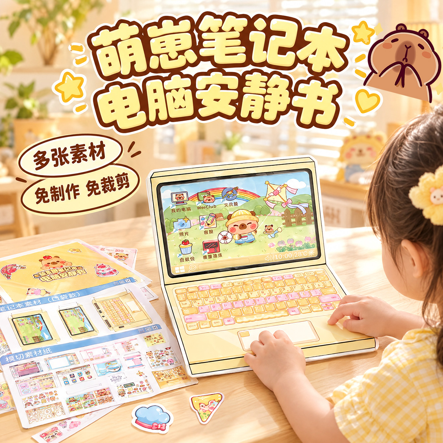 萌崽卡皮巴拉笔记本安静书女孩款