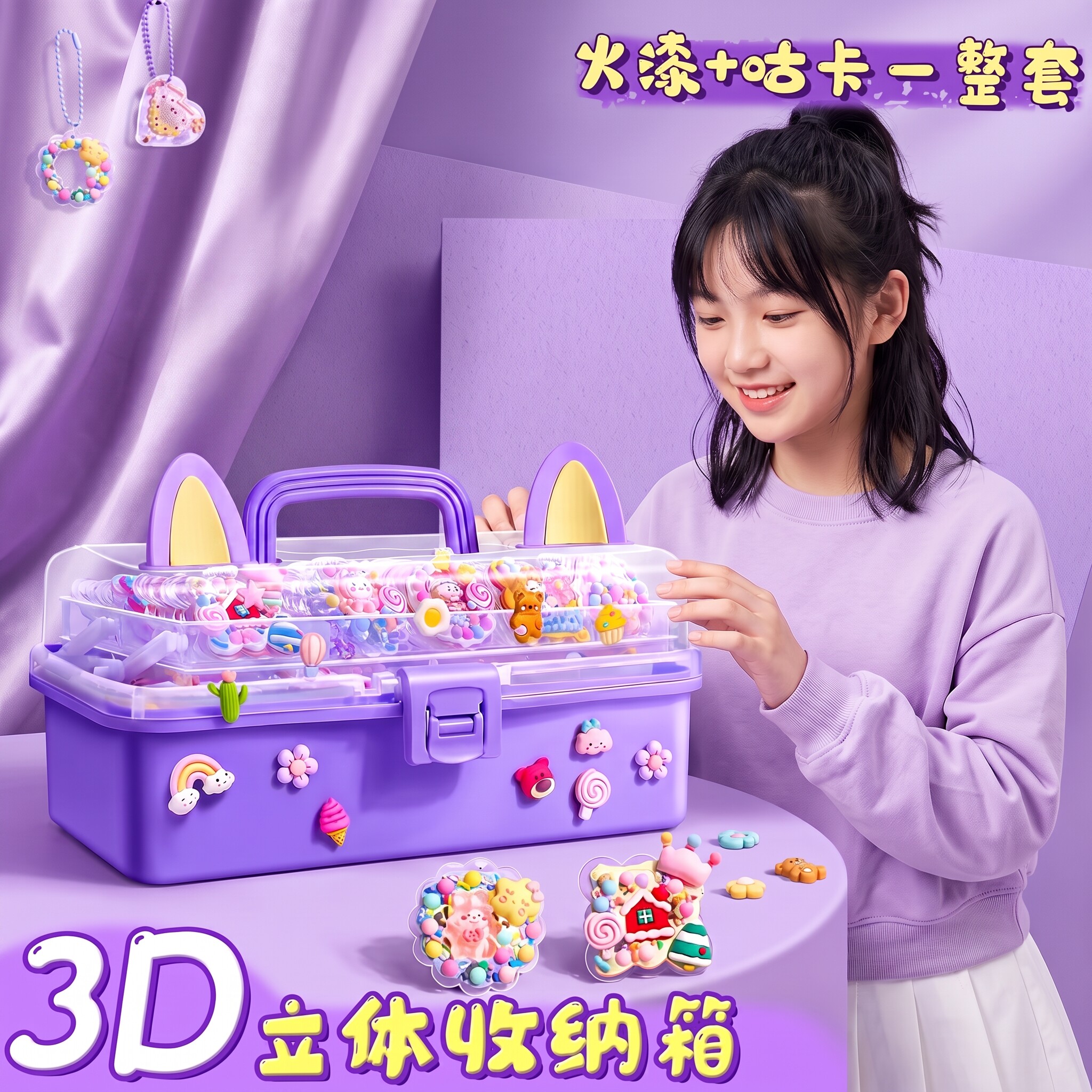 豪华礼盒款奶油胶咕卡材料包女孩