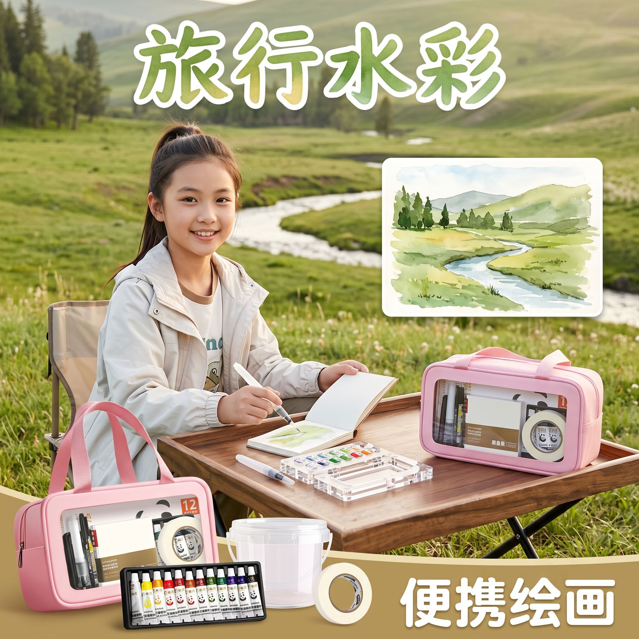 儿童小学生迷你便携水彩颜料全套