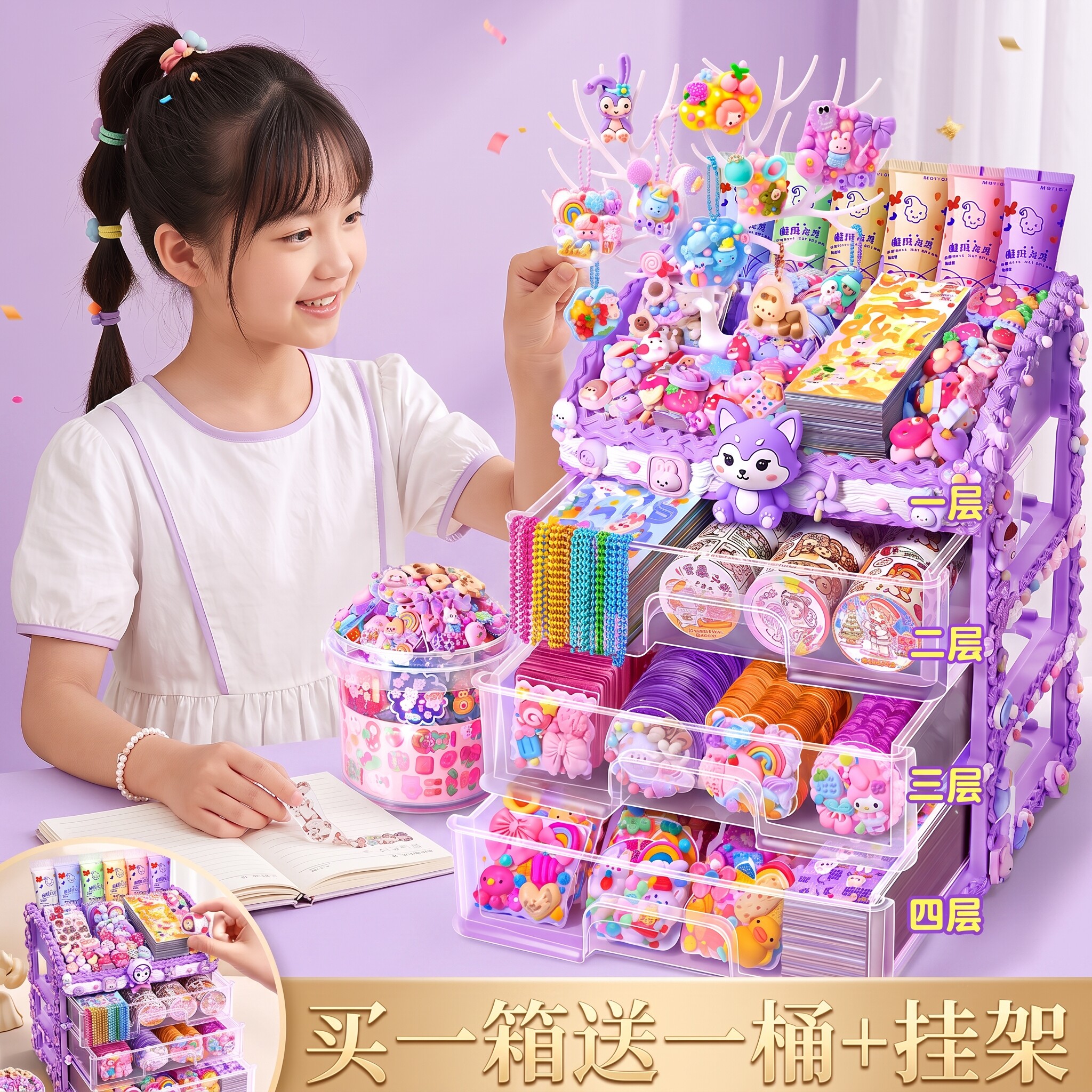 四层收纳盒奶油胶咕卡豪华套装