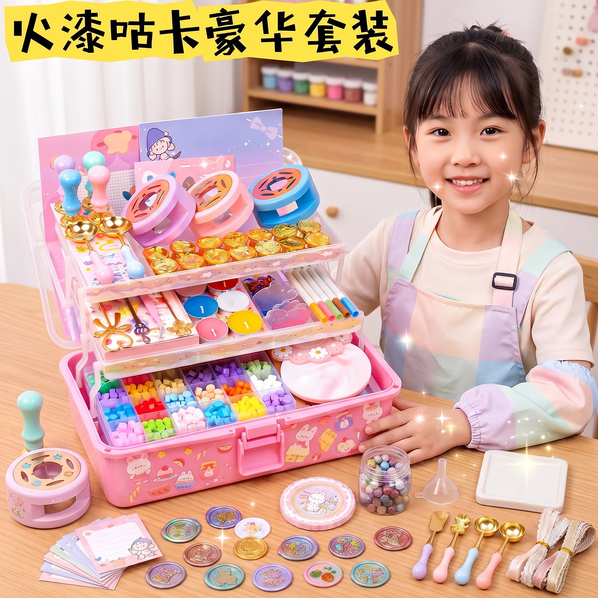 少女专属猫爪火漆蜡粒印章套装