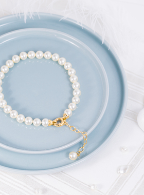 西班牙马略卡珍珠项链强光可调节12mm可延长链