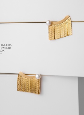 jinger法国巴黎设计师原创小众金流苏珍珠上挂耳饰耳钉