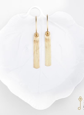 jinger法国巴黎原创设计师小众长流苏耳钉耳环