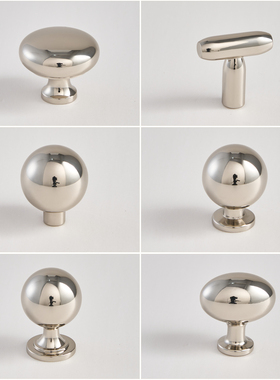 法式轻奢钛银色黄铜衣柜柜门把手橱柜抽屉中古风小拉手现代简约