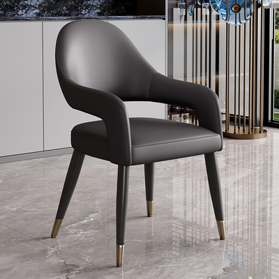 意式真皮餐椅家用餐厅高级餐桌椅2025新款镂空牛皮椅子卧室书桌椅