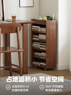 书桌旁小书架可移动实木儿童落地书柜简易靠墙多层书本置物收纳架