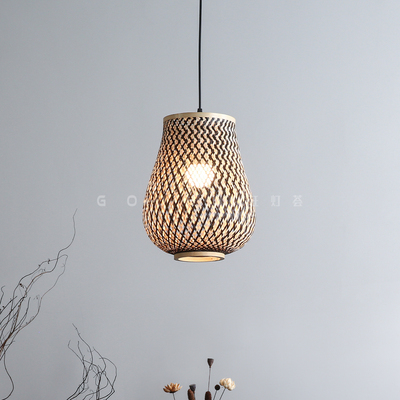 手编个性竹艺吊灯禅意三头组组合