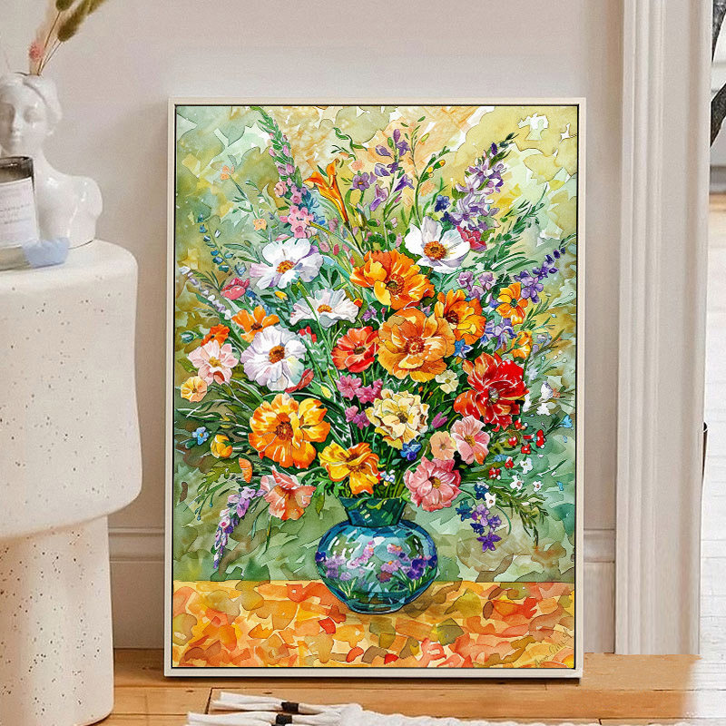 数字油画diy填色画大幅手绘高级感定制大尺寸外框蔷薇花卉油彩画图片