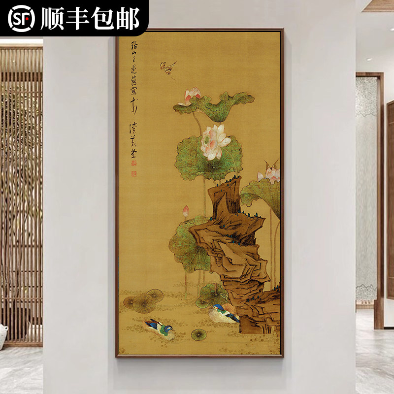 数字油画diy填充填色手工手绘中国风山水水墨花鸟玄关茶室装饰画