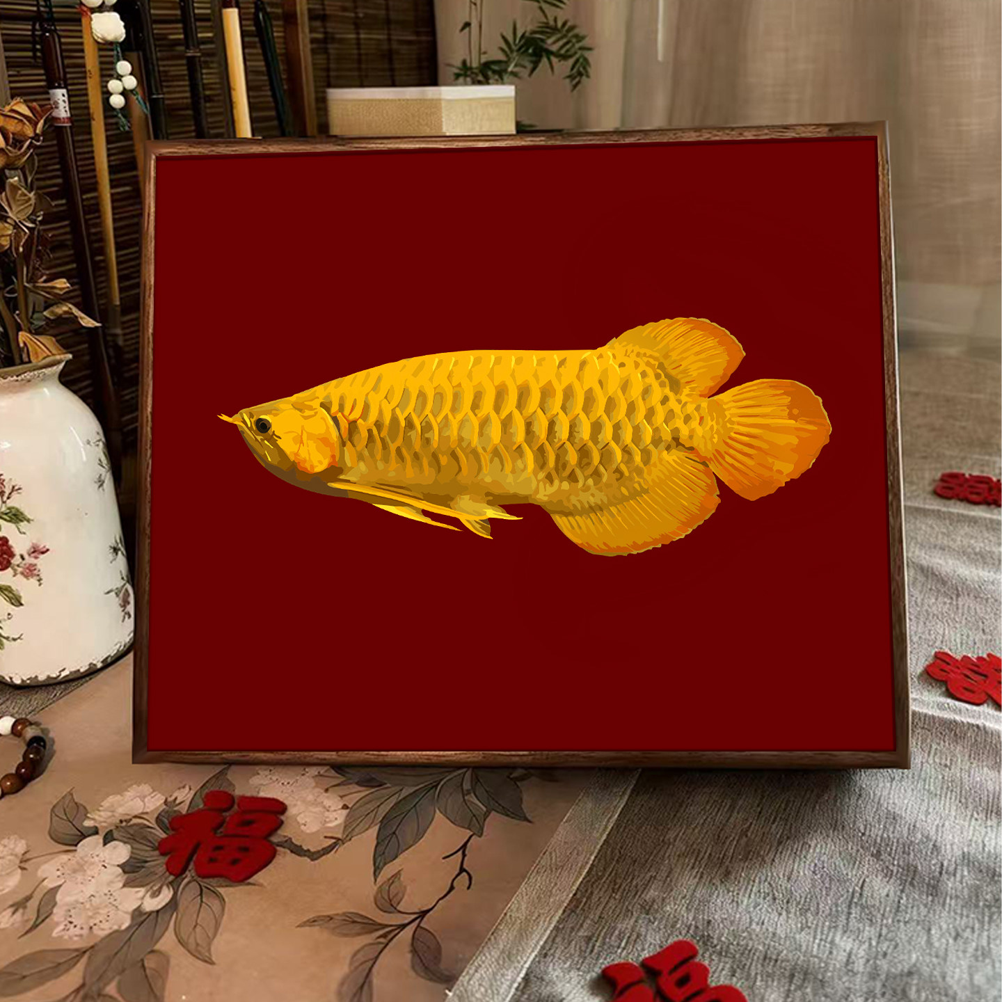 年年有鱼数字油画diy填色画填充手工手绘新年金龙鱼油彩客厅挂画,家居饰品,DIY/数字油画,淘宝优惠券,粉丝福利购,淘宝优惠卷