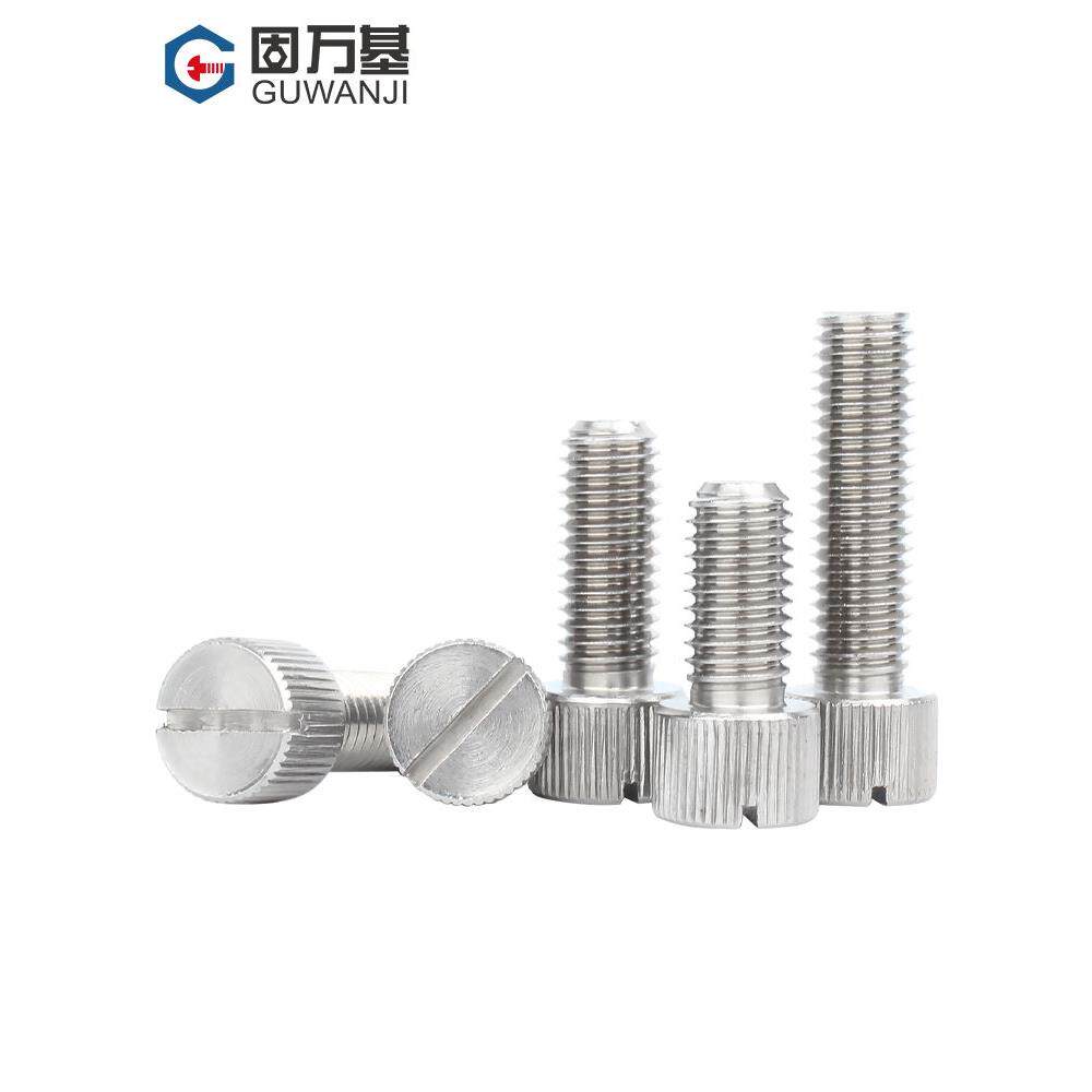 304不锈钢一字槽单头手拧螺丝小头圆形滚花平头螺钉M2M3M4M5M6M8