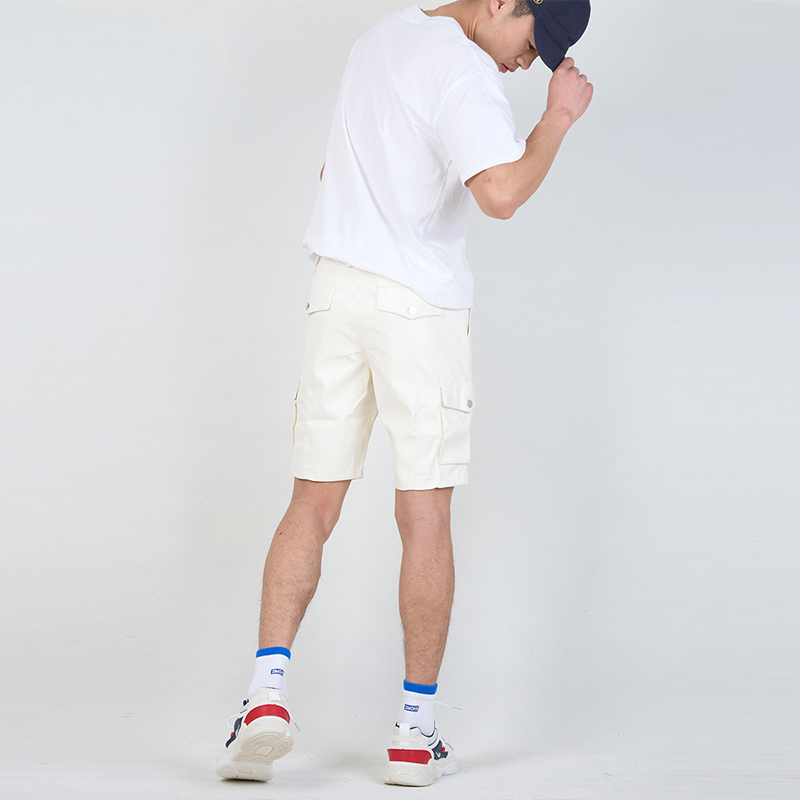 跨境热卖夏季薄款黑白时尚舒适弹力短裤潮流多口袋显高显瘦五分裤