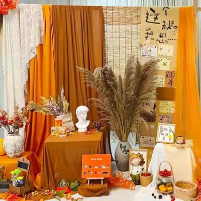 秋收环创布置幼儿园橙色黄色金色布幔装饰农场庭院氛围打造布幔
