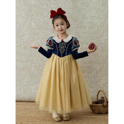女童秋套装儿童白雪公主生日礼服女童重工刺绣公主裙迪士尼公主裙