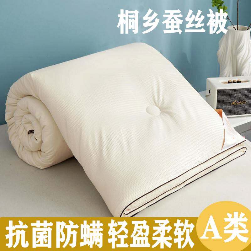 粉色空调小被子220×240宿舍除螨双人情侣薄春秋3斤4夏天盖的蚕丝