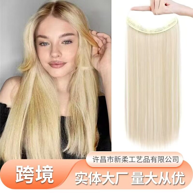 外贸哑光仿真长卷发假发片