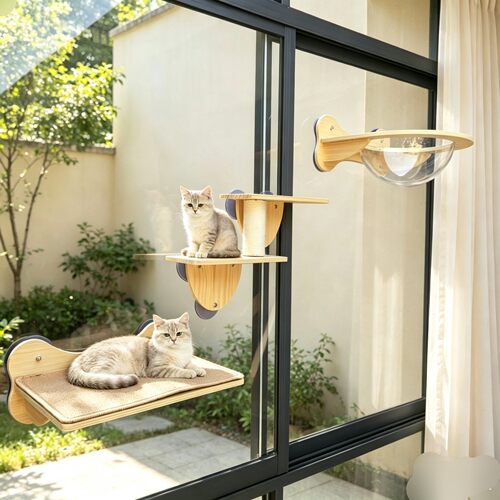 猫咪窗户观景台猫晒太阳挂床阳台猫窝阳台吸盘式玻璃猫床猫吊床